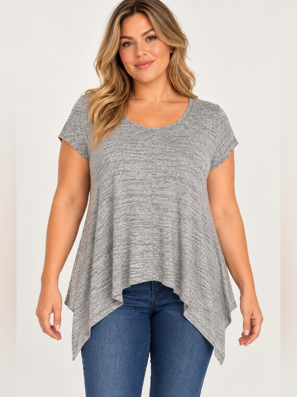 Acemi Gray Heather Asymmetrical Hem Top Size L